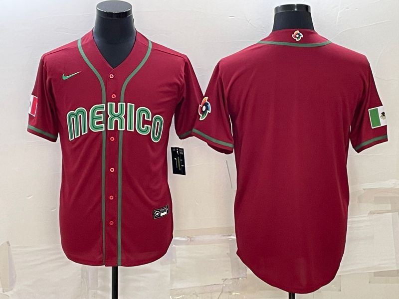 Men 2023 World Cub Mexico Blank Red Nike MLB Jersey5